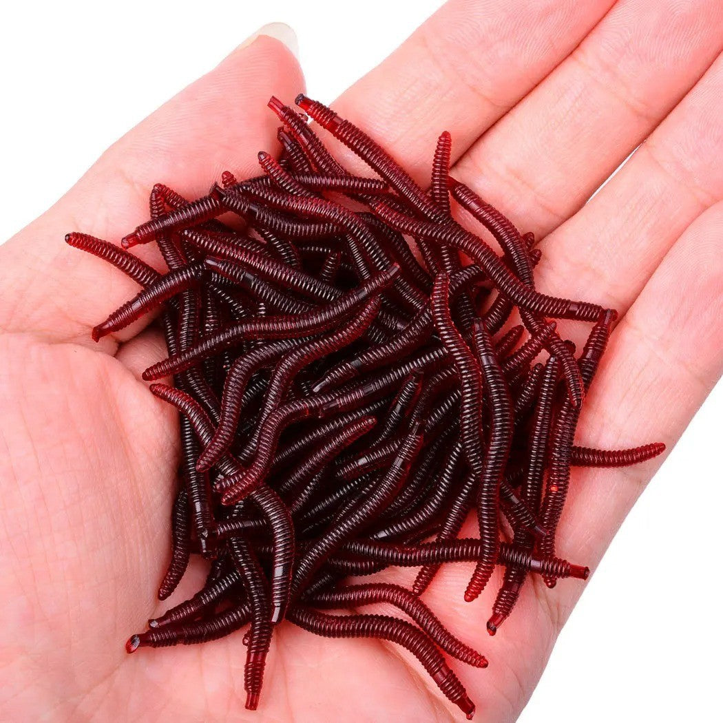Artificial Soft Plastic Worms for Fishing - 100 Pcs Lifelike Lure Set