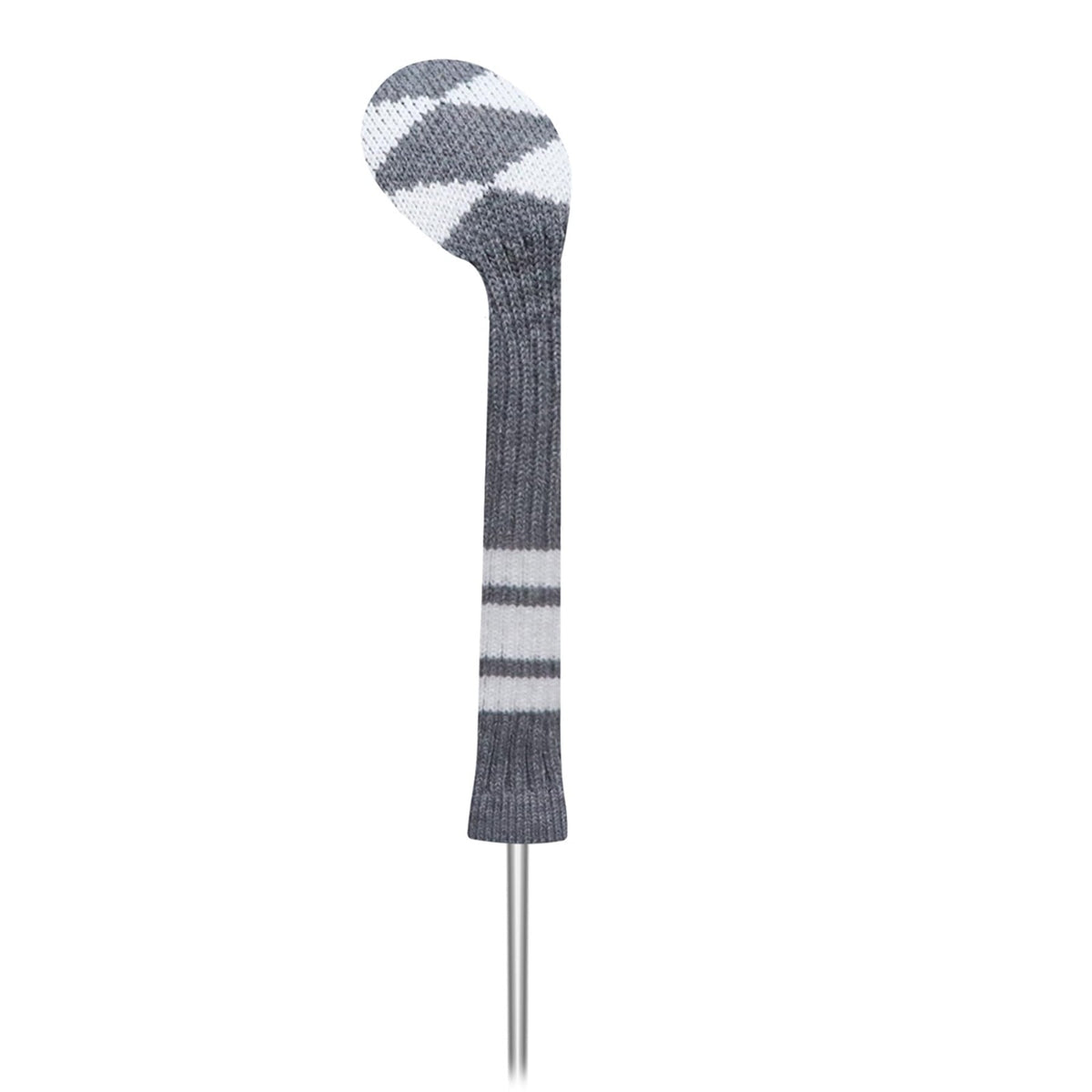 Knitted Golf Club Headcovers for Woods and Hybrids - Gray White Plaid