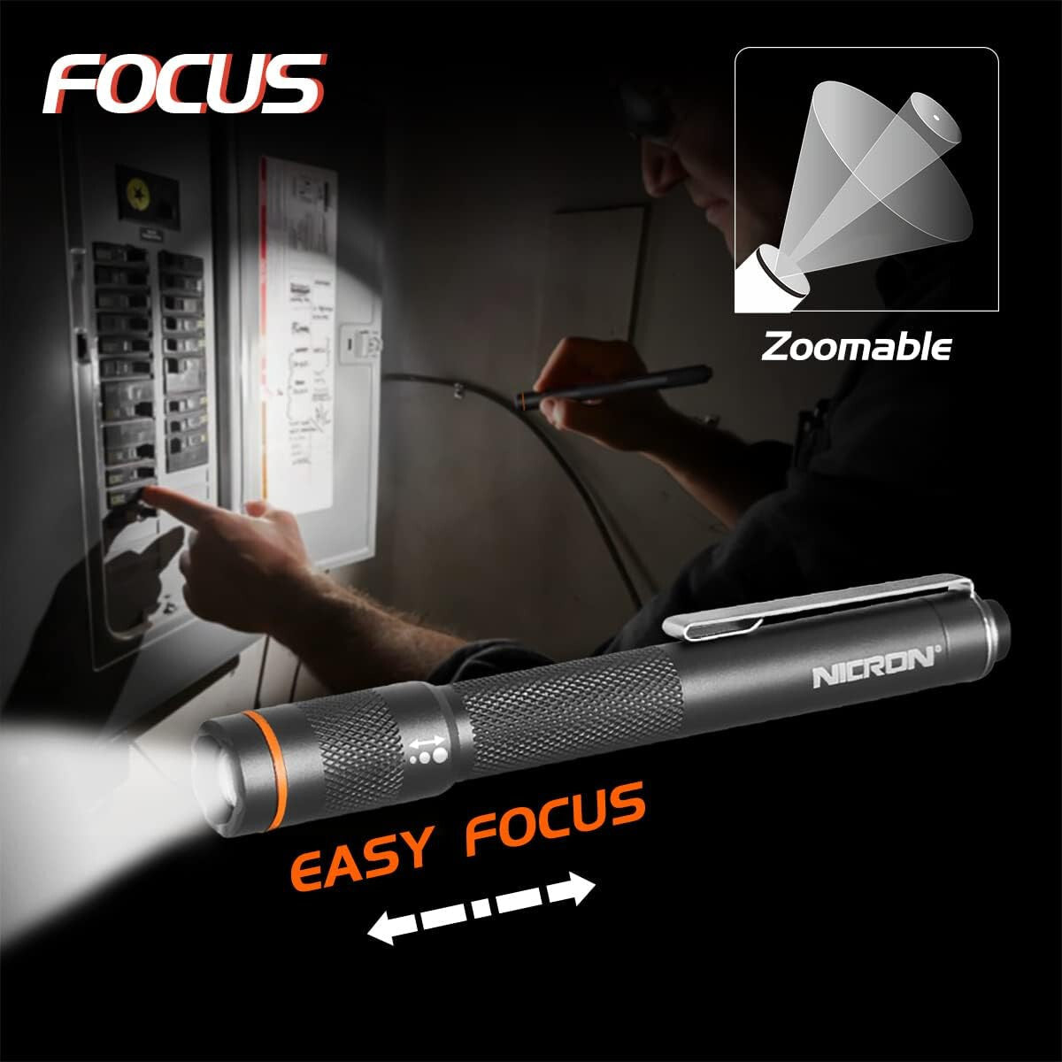 LED Pen Style Flashlight 120 Lumens Waterproof Compact Inspection Light