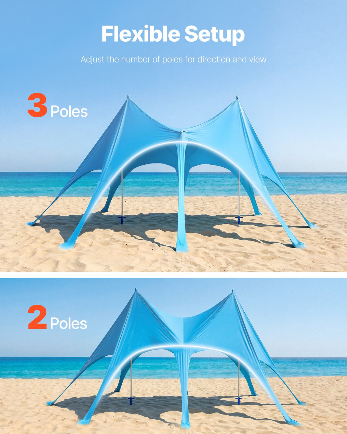 20 x 13 ft Portable Beach Tent Sun Shelter with UPF50+ Shade Canopy & Sandbags