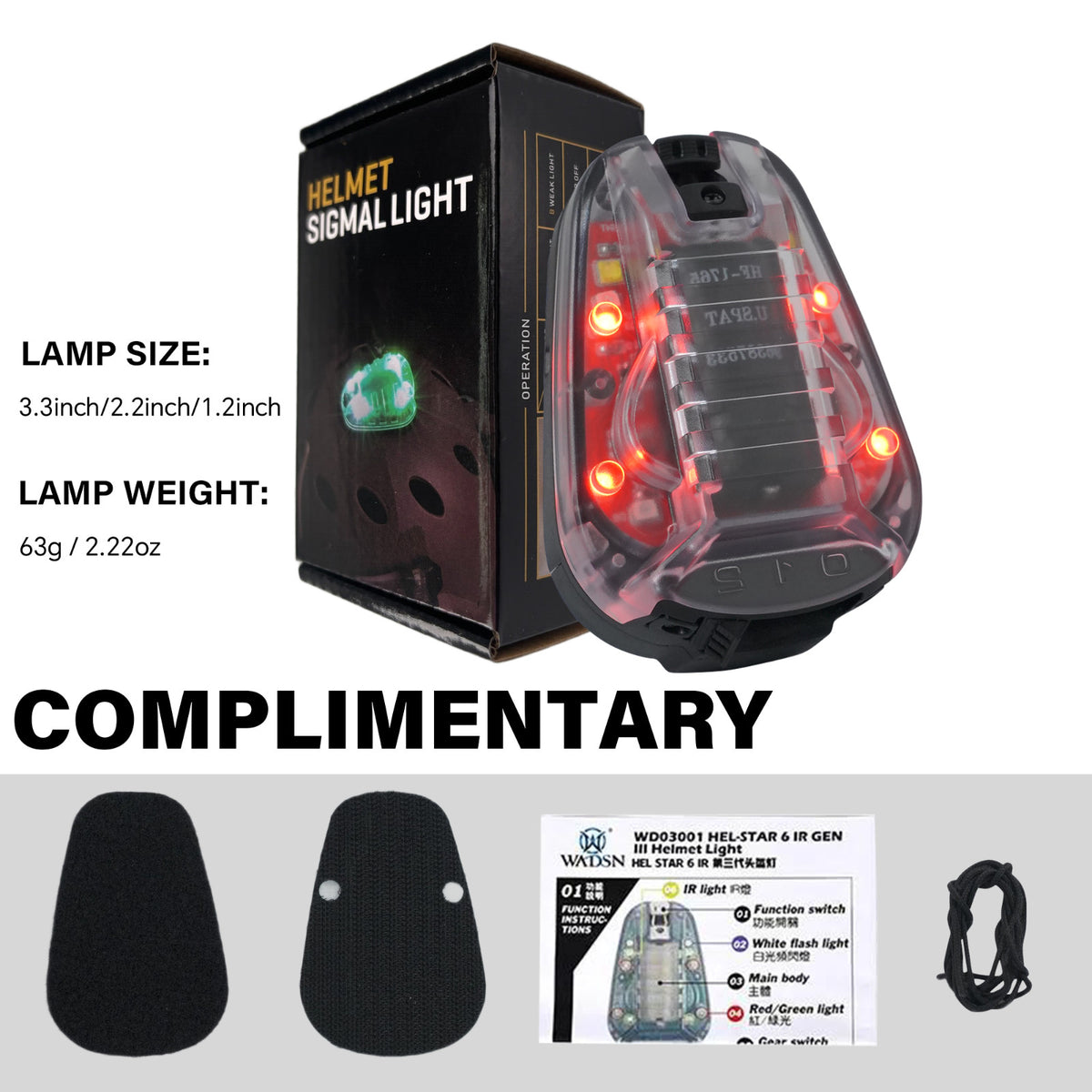 Tactical Helmet Signal Light with IR and Flashing Modes for Military Outdoor Use