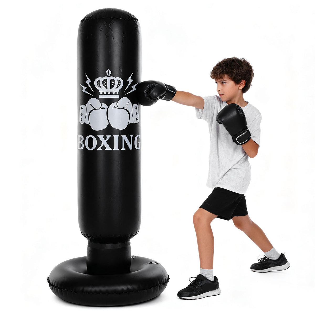 Inflatable Boxing Bag 63 Inch Punching Dummy for Martial Arts Training