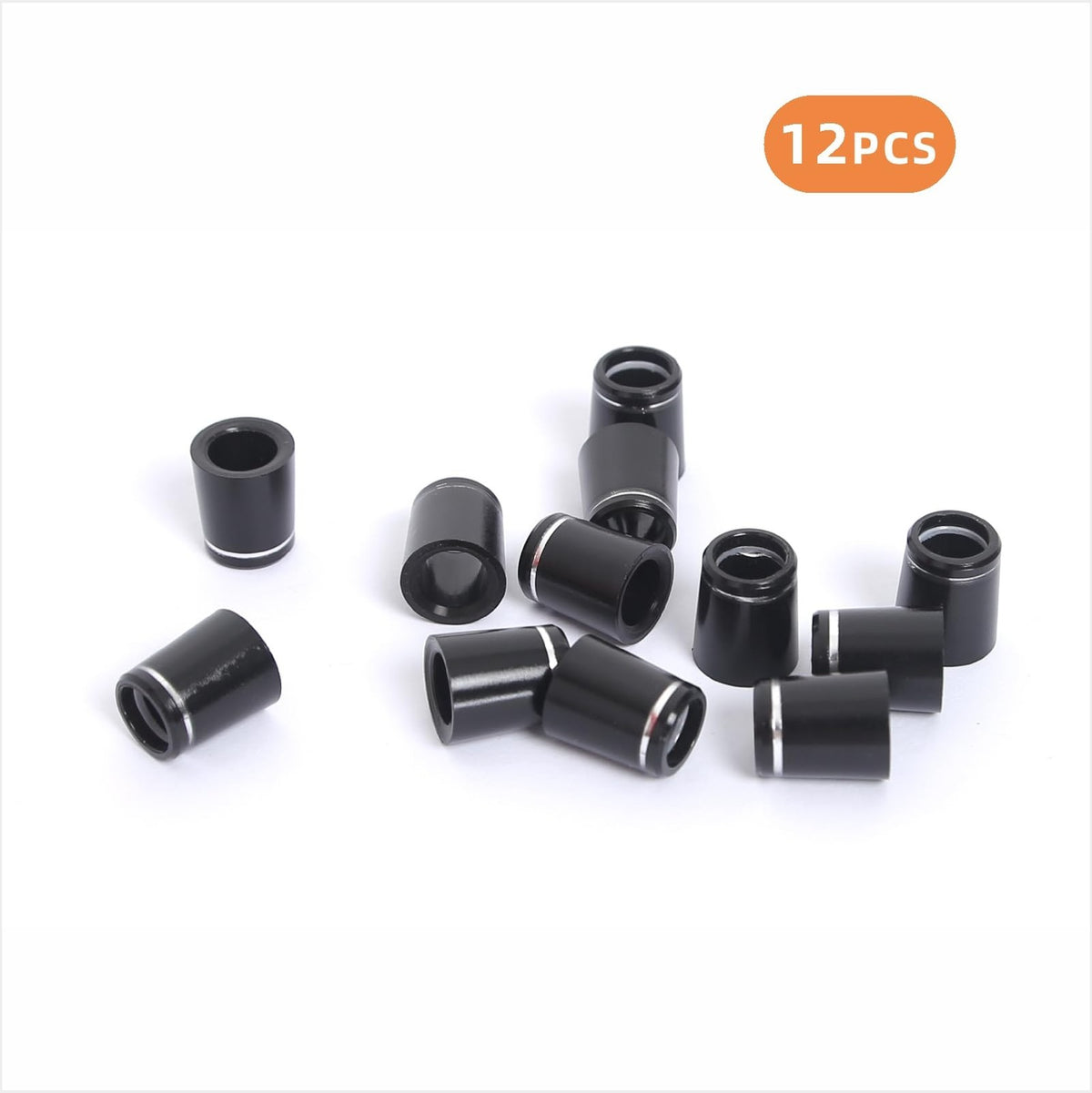 Golf Club Ferrules 12 Pcs 0.355'' Black with Silver Ring for Irons Shaft