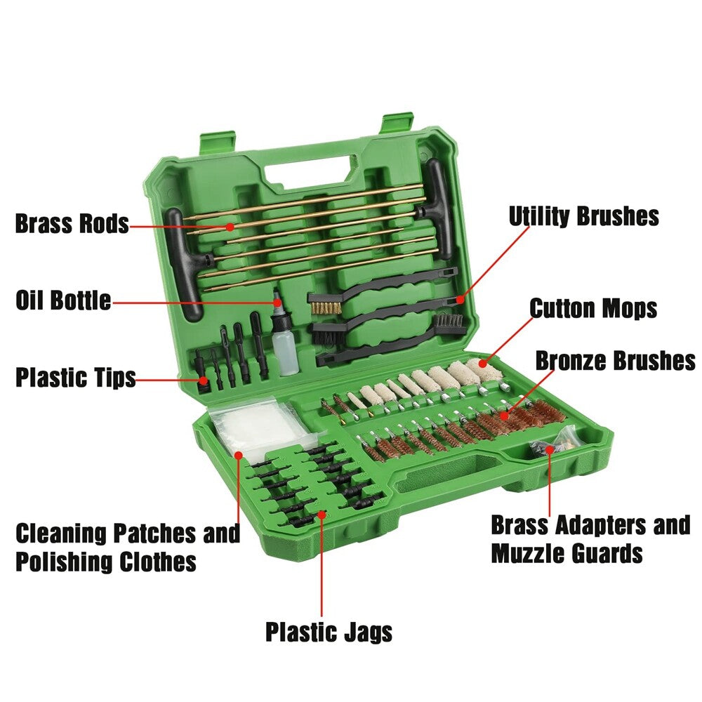 Universal Gun Cleaning Kit for Handgun Rifle Shotgun with Case