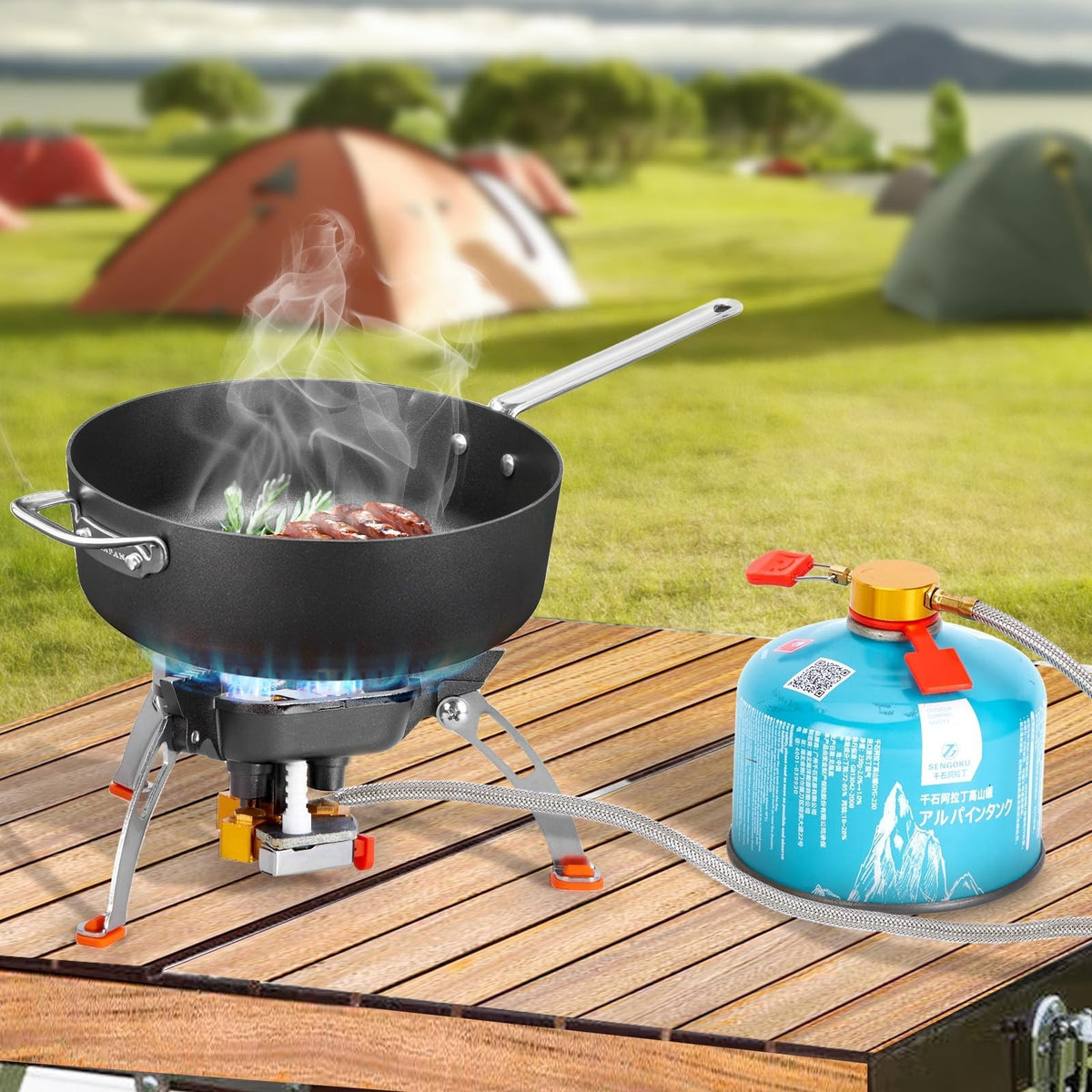 7200W Windproof Camping Stove for Outdoor Backpacking Hiking Picnic