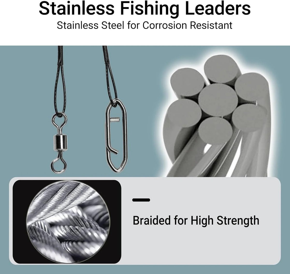 Heavy Duty Stainless Steel Fishing Leaders Wire Saltwater & Freshwater