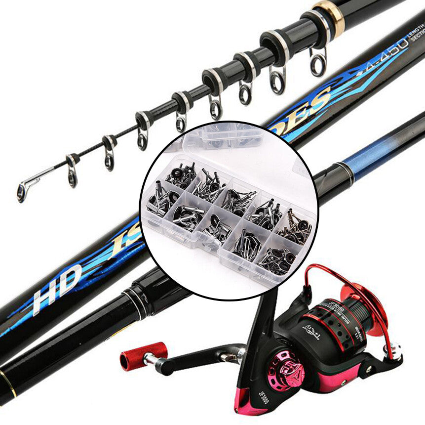 Ceramic Fishing Rod Guide Tips Set - 80pcs, 8 Sizes, Durable Line Repair Kit