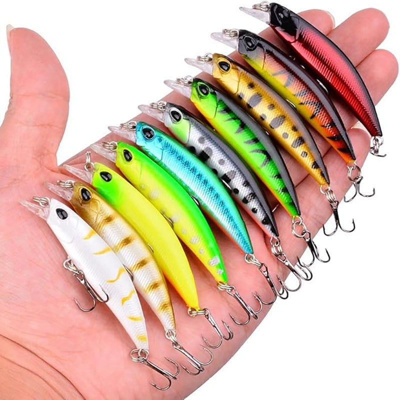 48-Piece Fishing Lure Set, Hard Minnow Baits for Freshwater & Saltwater