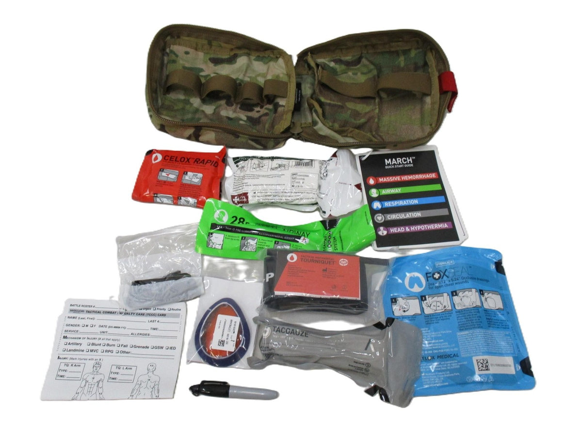 Military First Aid Kit with Trauma Supplies Tactical Bag Multicam