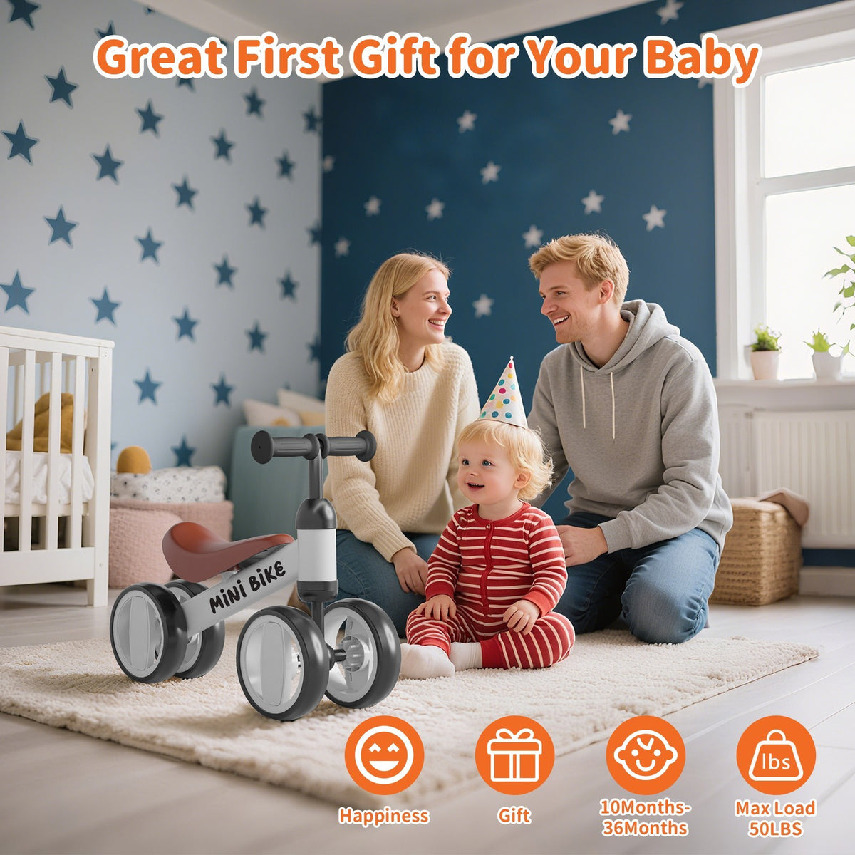 Baby Balance Bike for 12-36 Months Toddler Ride-On Gift with Safety Features