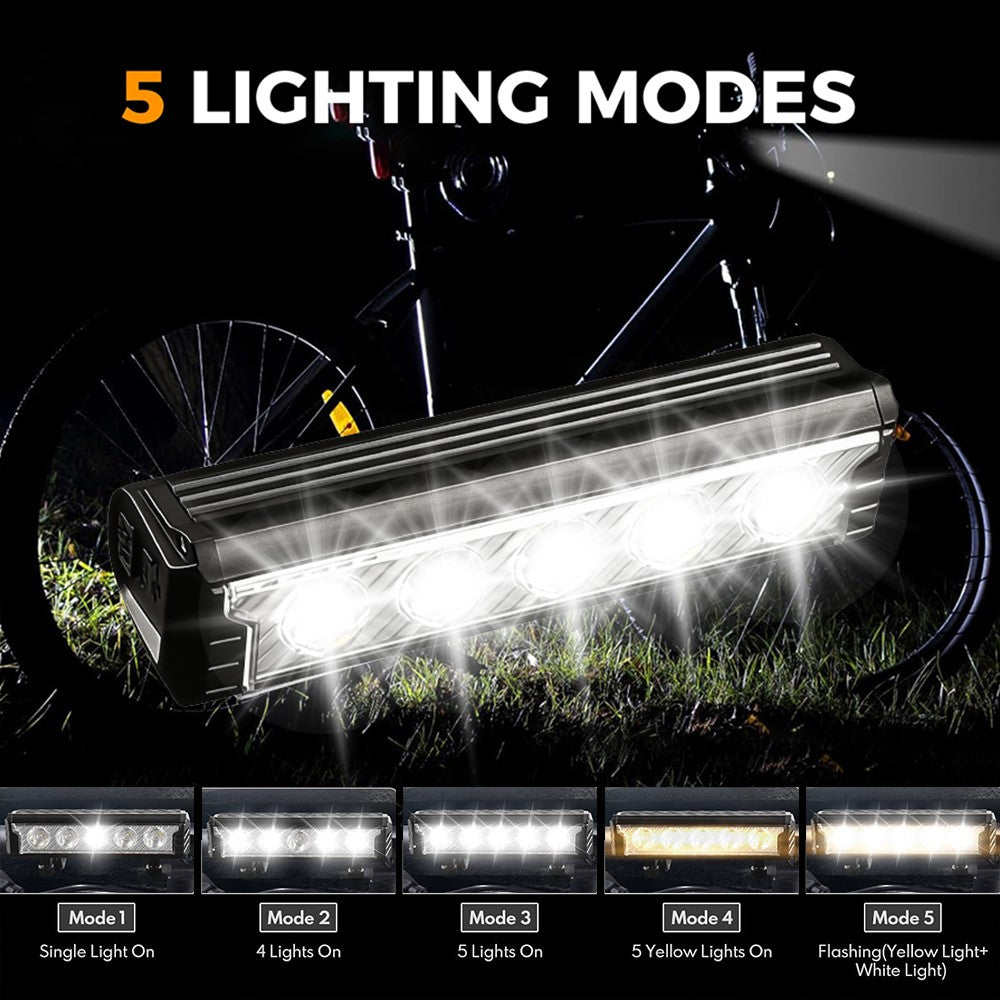 Rechargeable LED Bike Light Bar 4800mAh Waterproof Cycling Headlamp