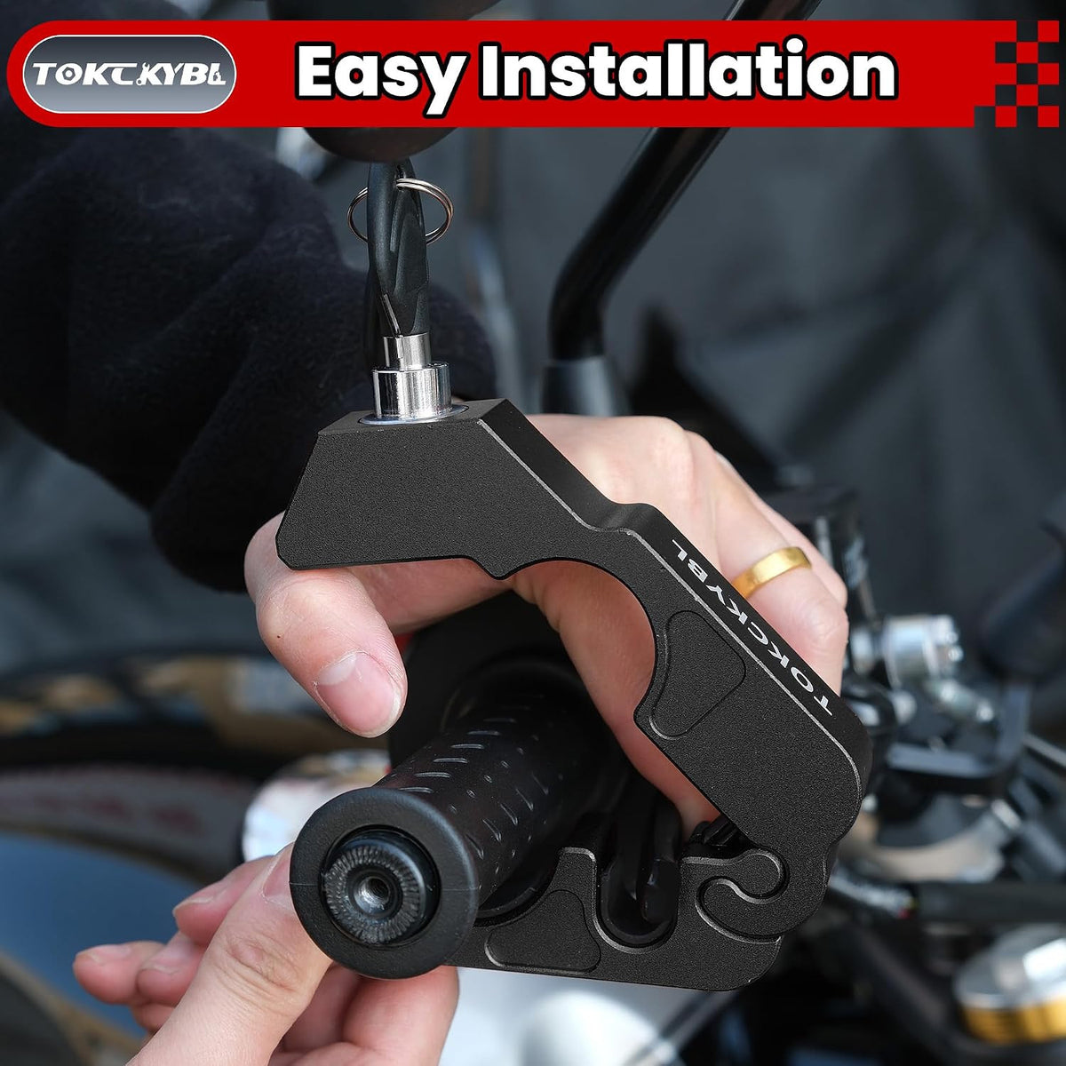 Heavy Duty Motorcycle Lock with Helmet Detachable Lock - Anti-Theft Security