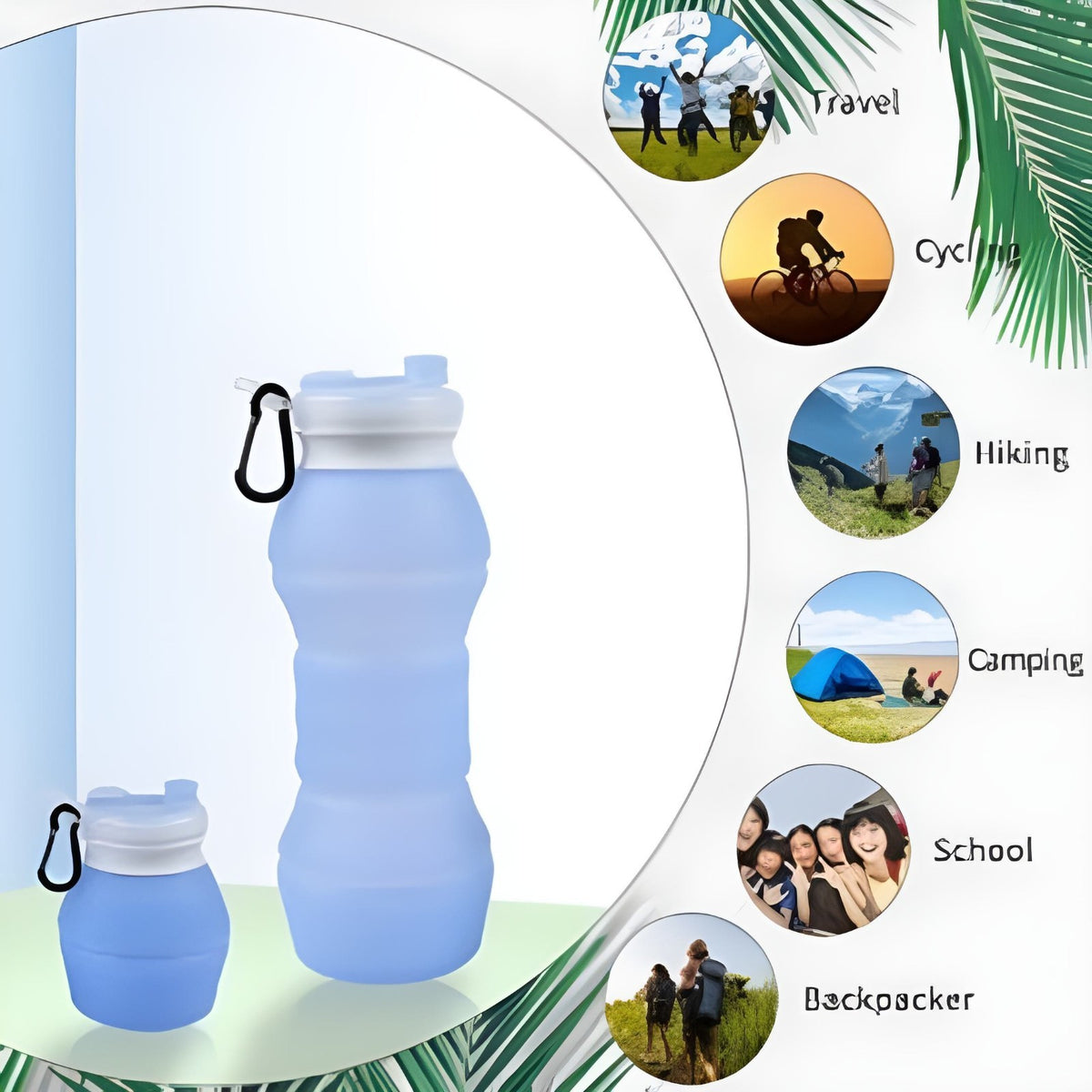 Collapsible BPA-Free Silicone Water Bottle - Lightweight & Travel Friendly