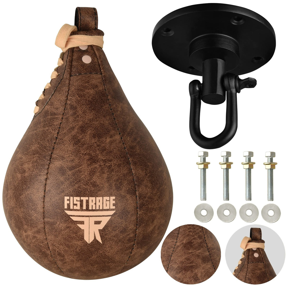 Leather Speed Bag for Boxing MMA Training - 7 Inch Diameter