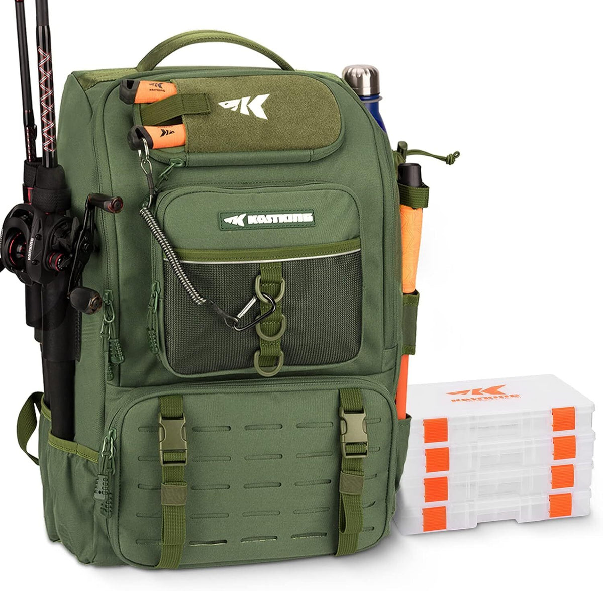 Fishing Tackle Backpack with Rod Holders 4 Tackle Boxes 40L Outdoor Bag