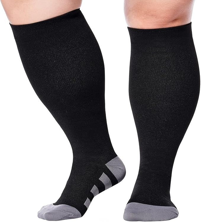 Plus Size Compression Socks for Women & Men 5X-Large to 6X-Large Black