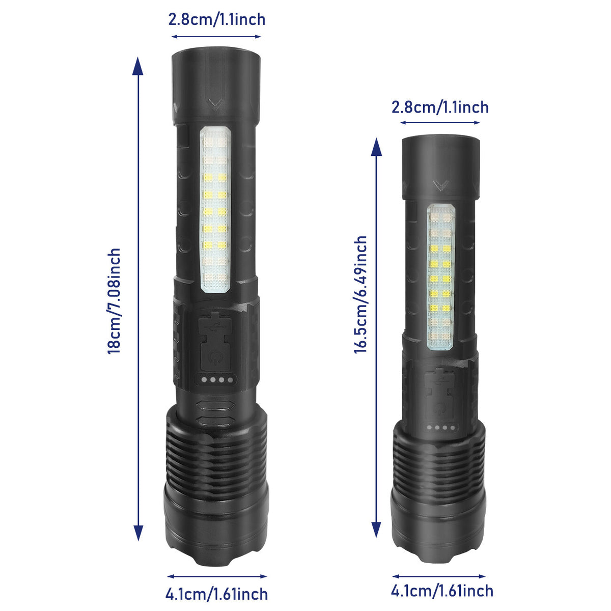 High Power LED Rechargeable Flashlight with Zoom & Multiple Modes