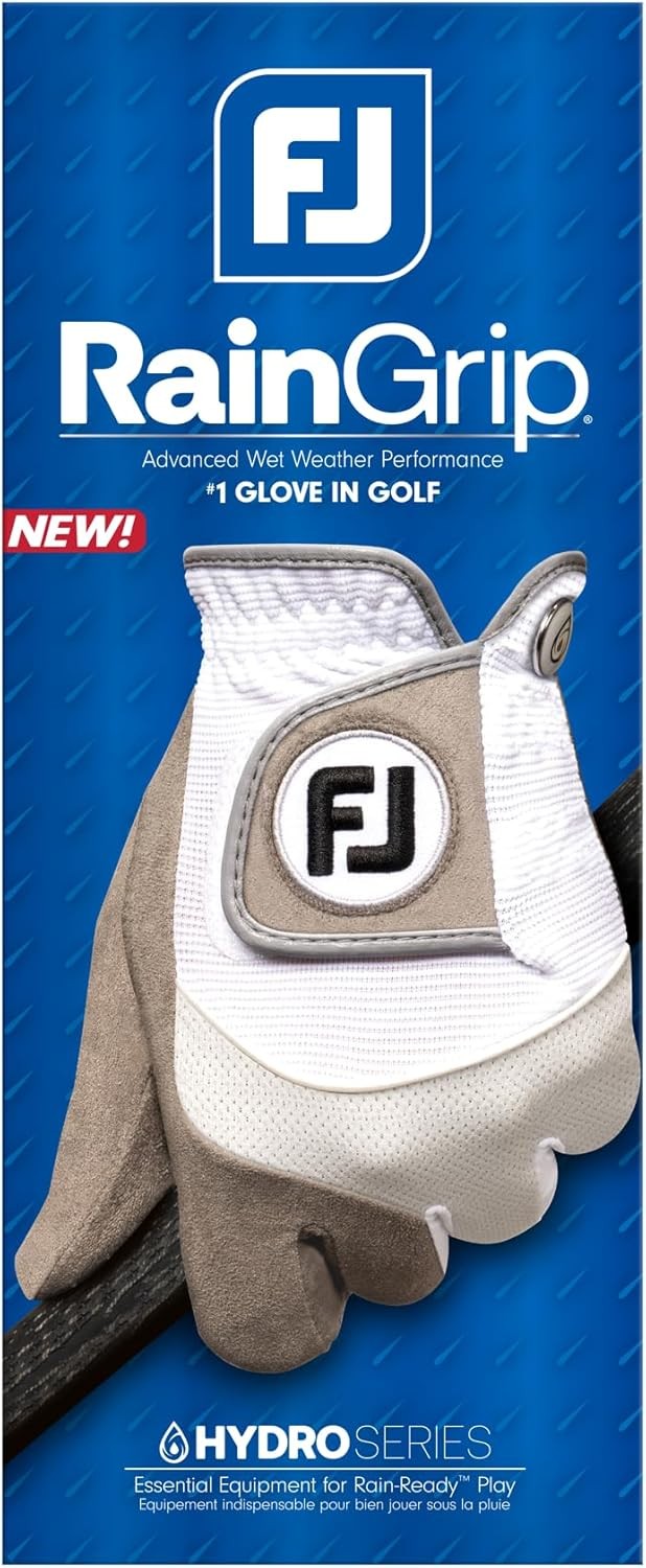 Golf Rain Gloves Pair X-Large White Gray Waterproof Grip & Ball Marker