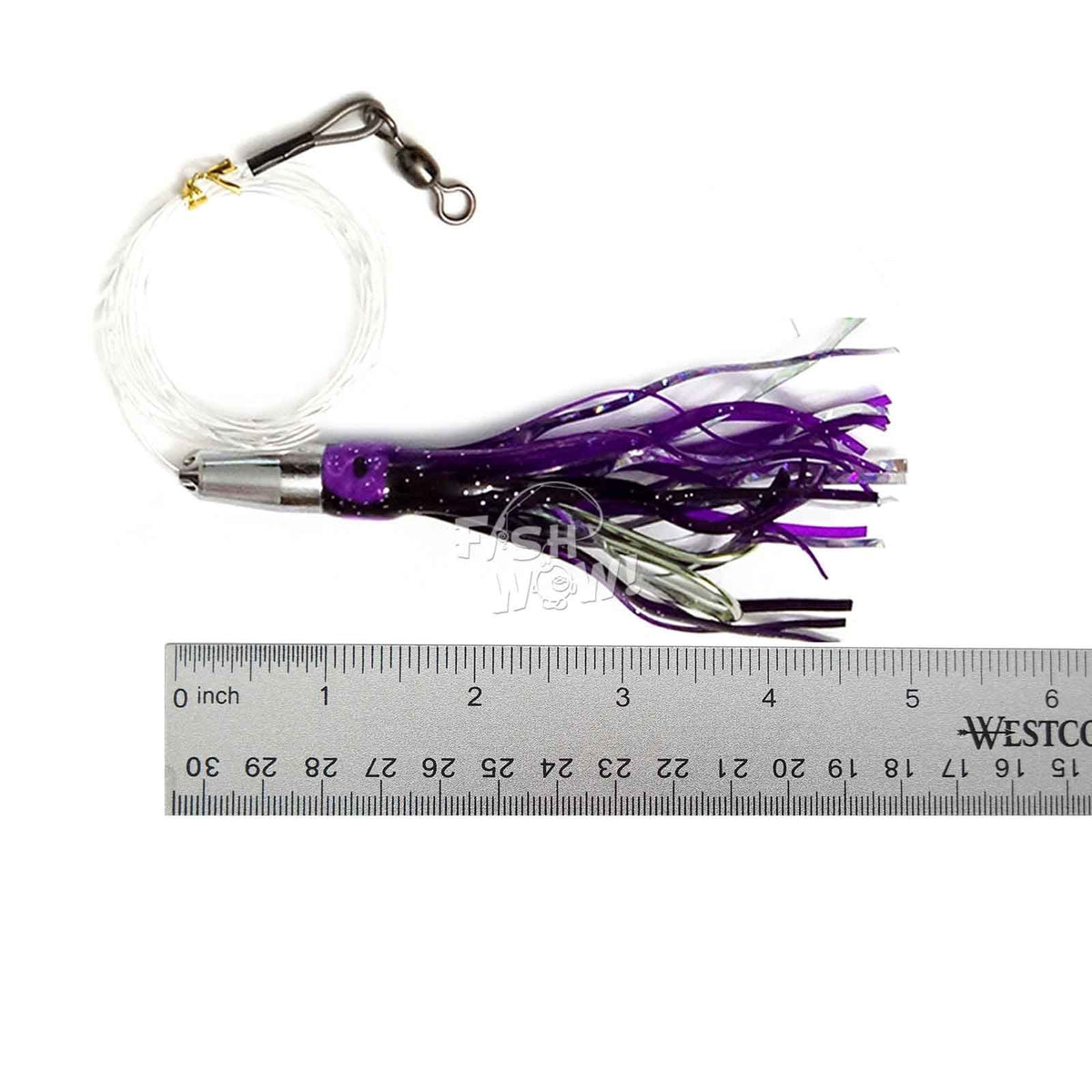 5-Piece Saltwater Fishing Lure Rig - Bullet Jet Head Mylar Squid Bait