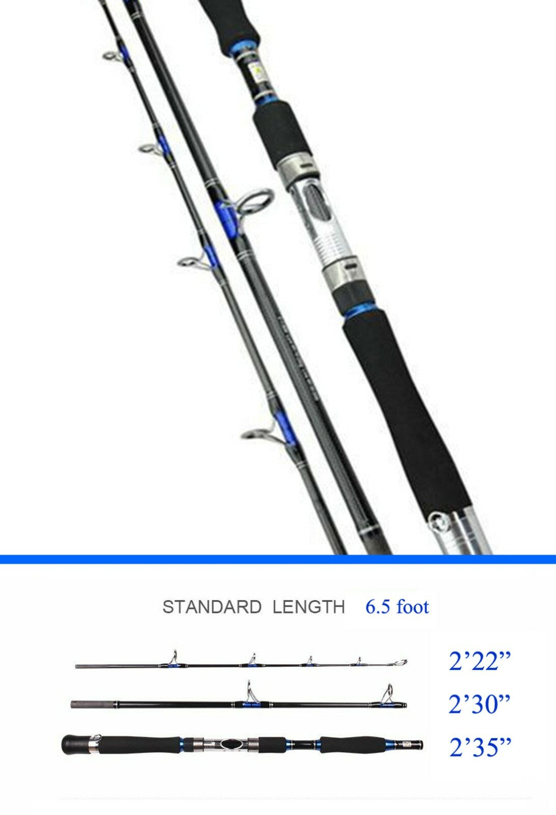 Saltwater Jigging Fishing Rod Carbon Fiber 30-50lb Spinning Rod - Multiple Lengths