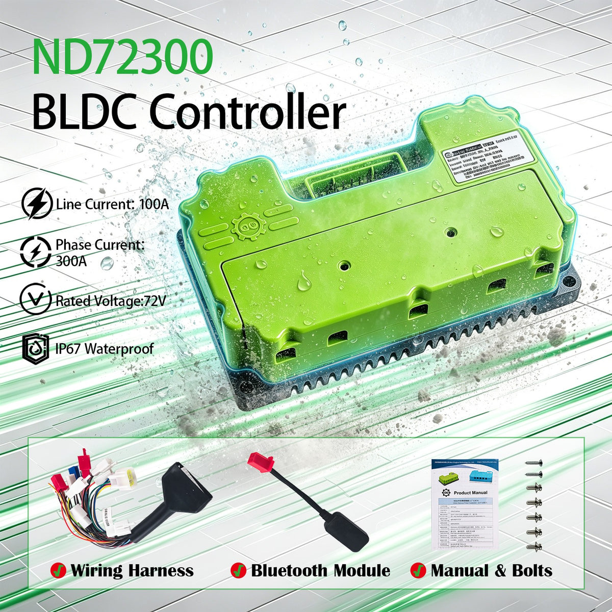 48-72V 100A Bluetooth Electric Motor Controller for E-Bikes & Tricycles