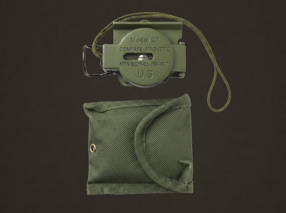 Military-Style Model 27 Phosphorescent Lensatic Compass for Outdoor Navigation