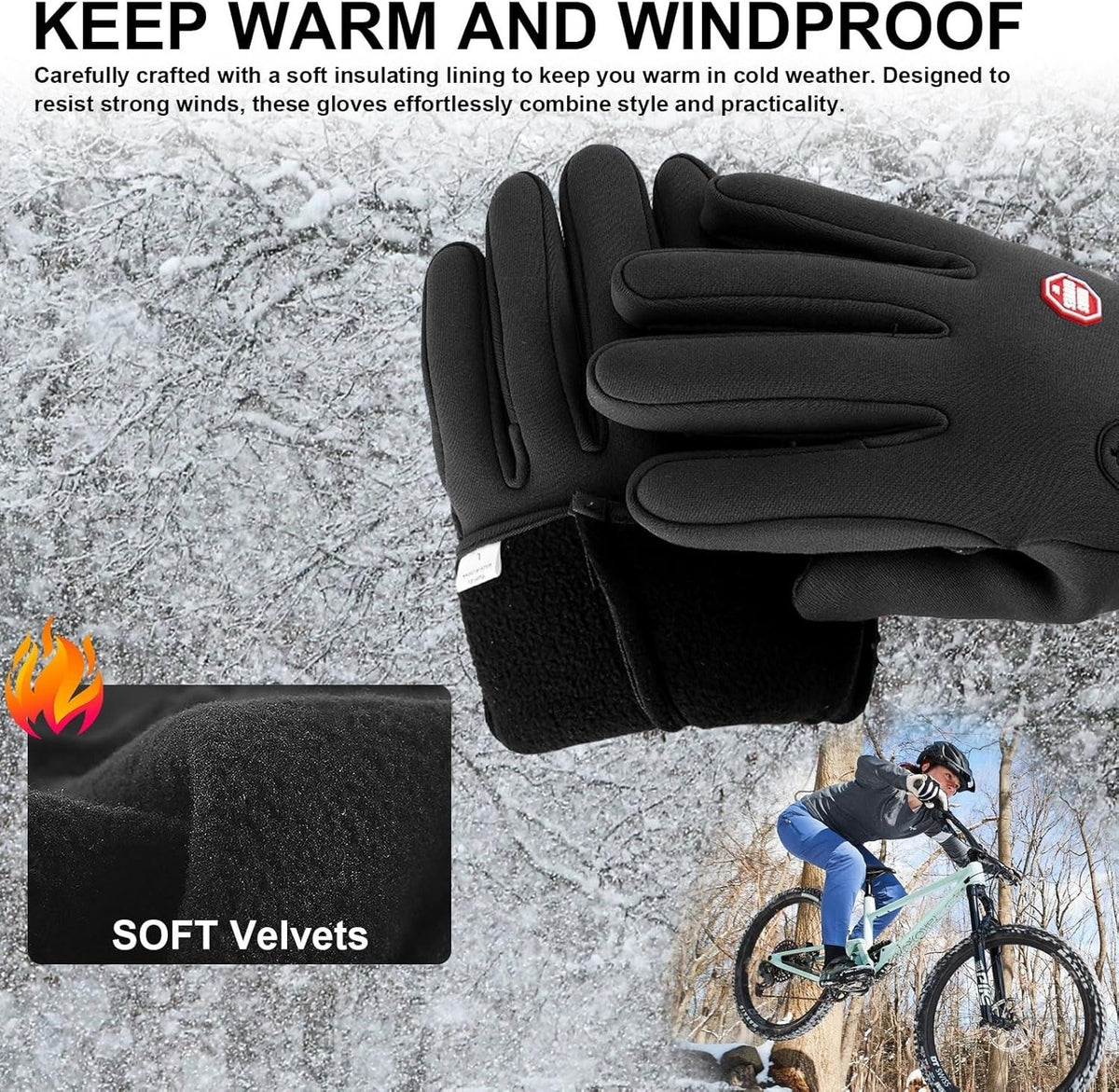 Winter Touchscreen Gloves Waterproof Windproof Thermal Ski Gloves for Men Women