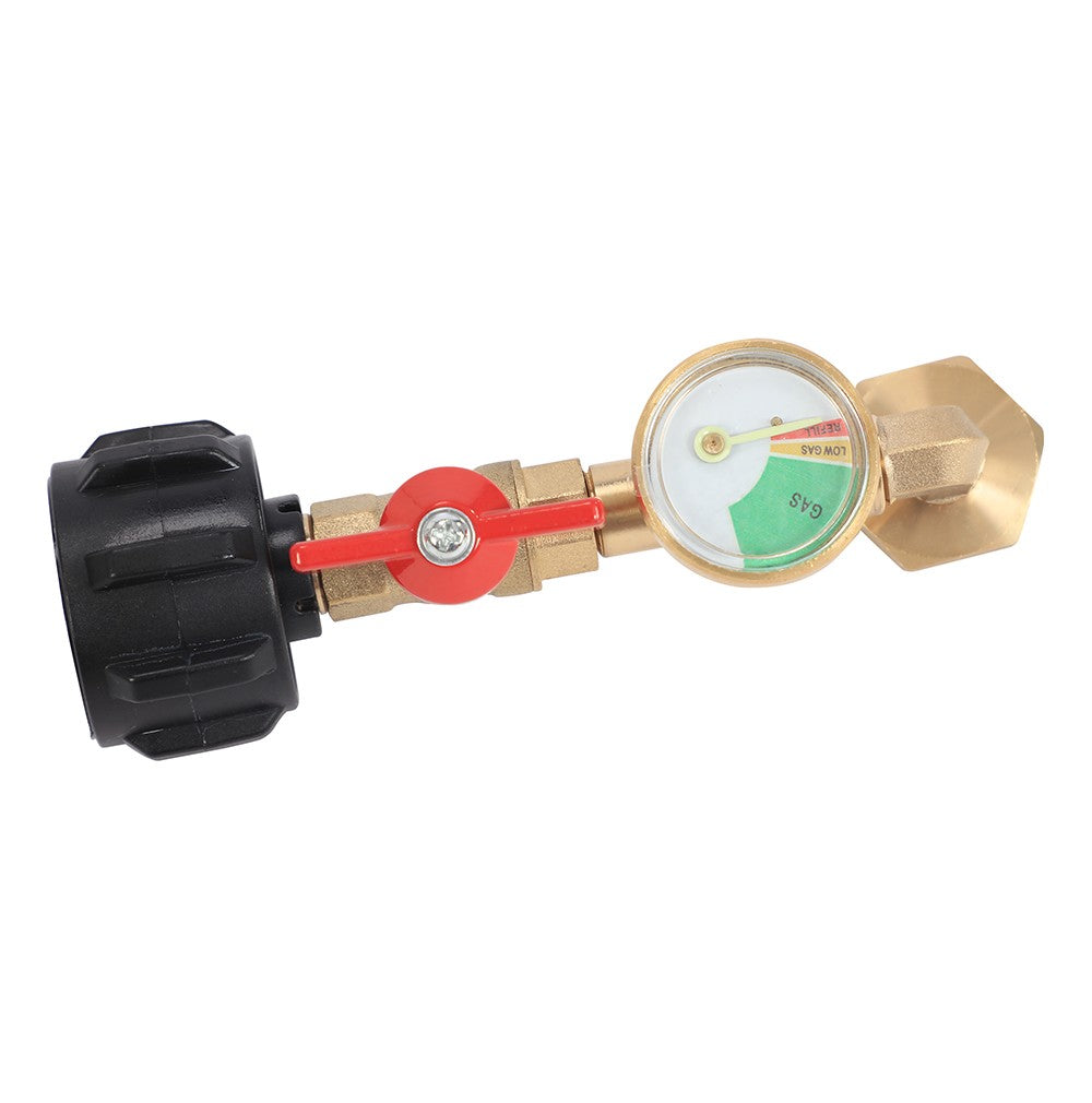 Propane Refill Adapter with Gauge and Control Valve for 1lb to 20lb Tanks