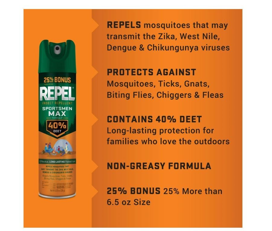 Insect Repellent Aerosol Spray 8.125 oz - Max Formula with 40% DEET for Mosquitoes, Ticks & More