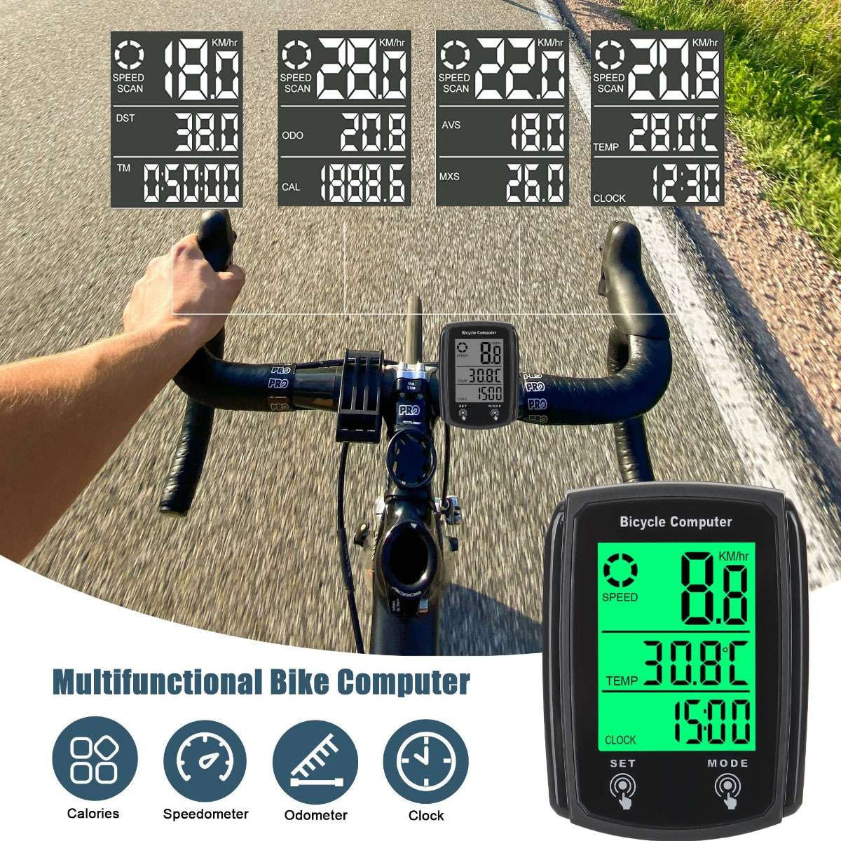Wireless Digital Bicycle Speedometer with LCD Odometer and Waterproof Design