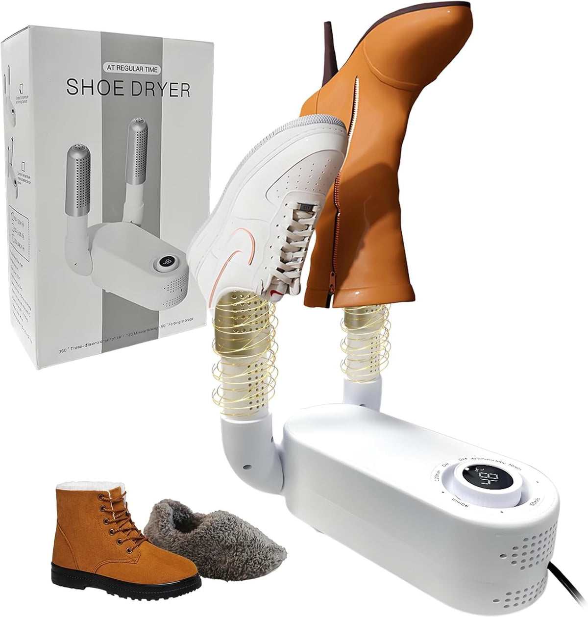 Electric Shoe Dryer with Heat Blower, 4 Drying Cycles, Portable Shoe & Boot Dryer
