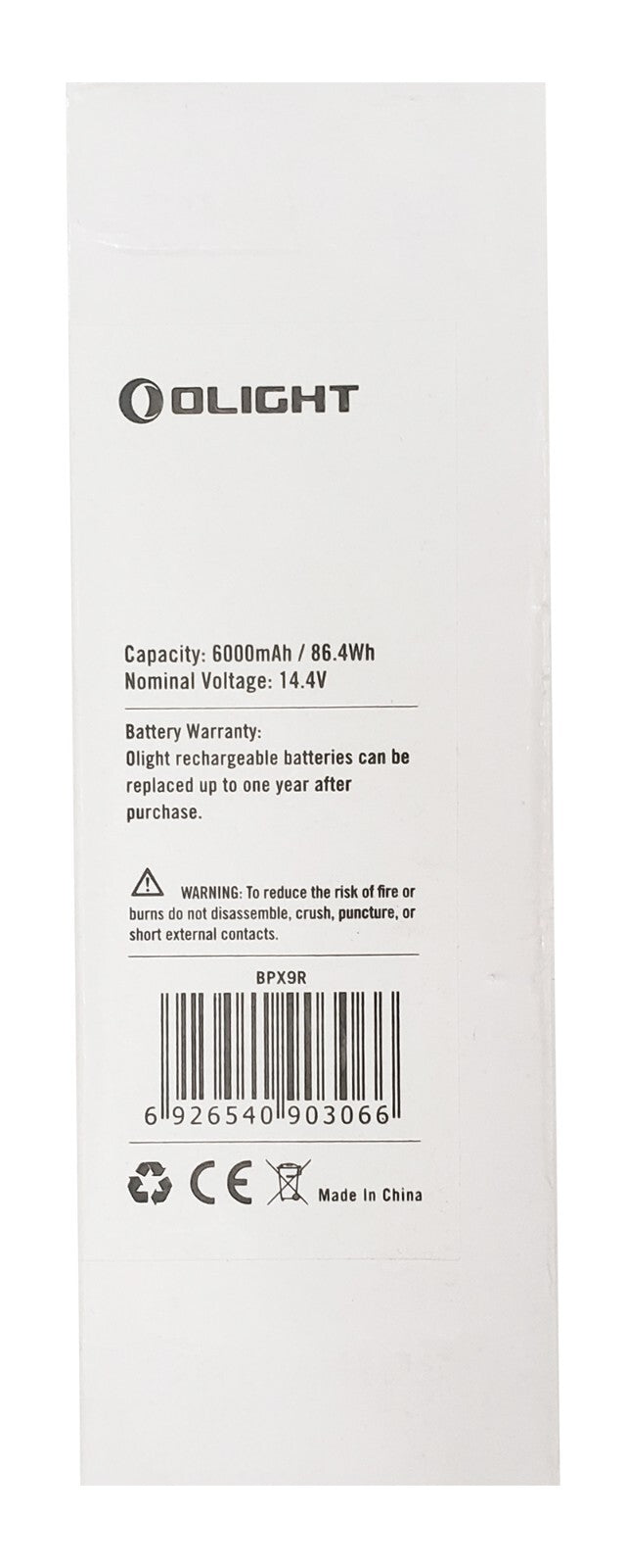 Rechargeable Lithium-Ion Battery 6000mAh 14.4V for X9R Marauder Flashlight
