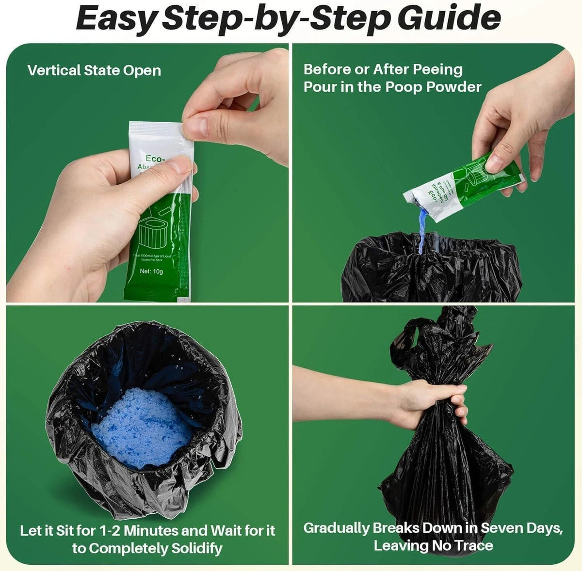 Camping Portable Toilet Poo Gel Packs - Lemon Scent, 26 Pack