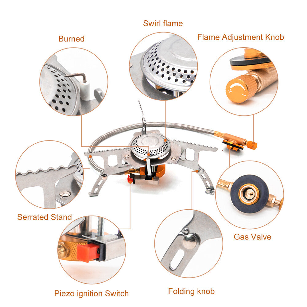 3900W Portable Camping Gas Stove with Piezo Ignition & Carry Case