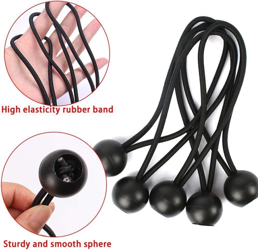 Heavy Duty Black Bungee Cord Tie Down Straps - Canopy Tarp Ties 6" & 9"