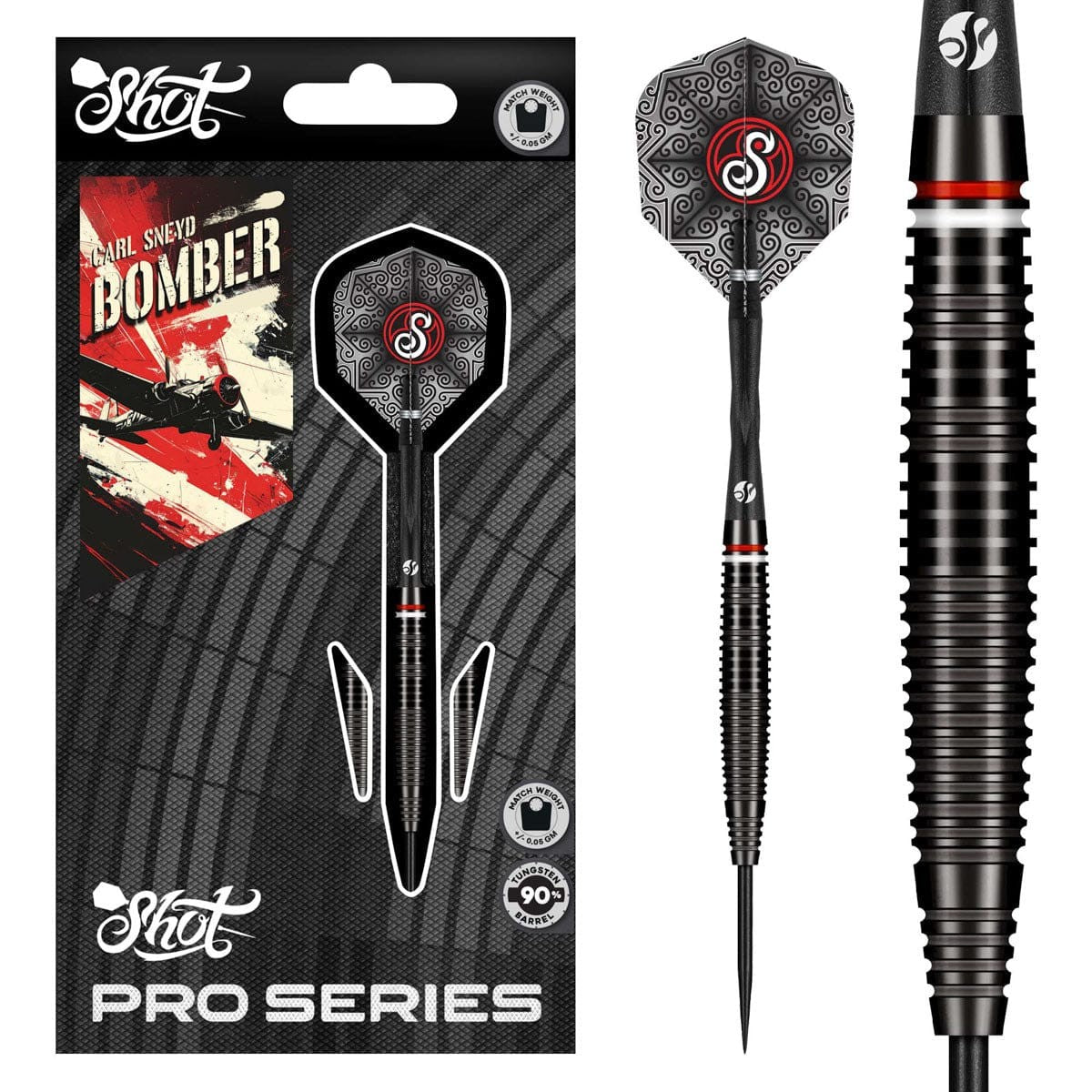 Shot Pro Series Carl Sneyd 90% Tungsten Darts Set - 23g Barrel Weight