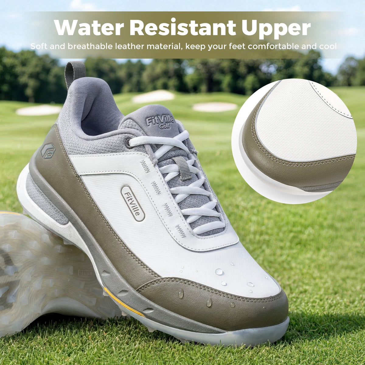 Men's Spikeless Golf Shoes Wide Fit Arch Support Waterproof Breathable Easy-On