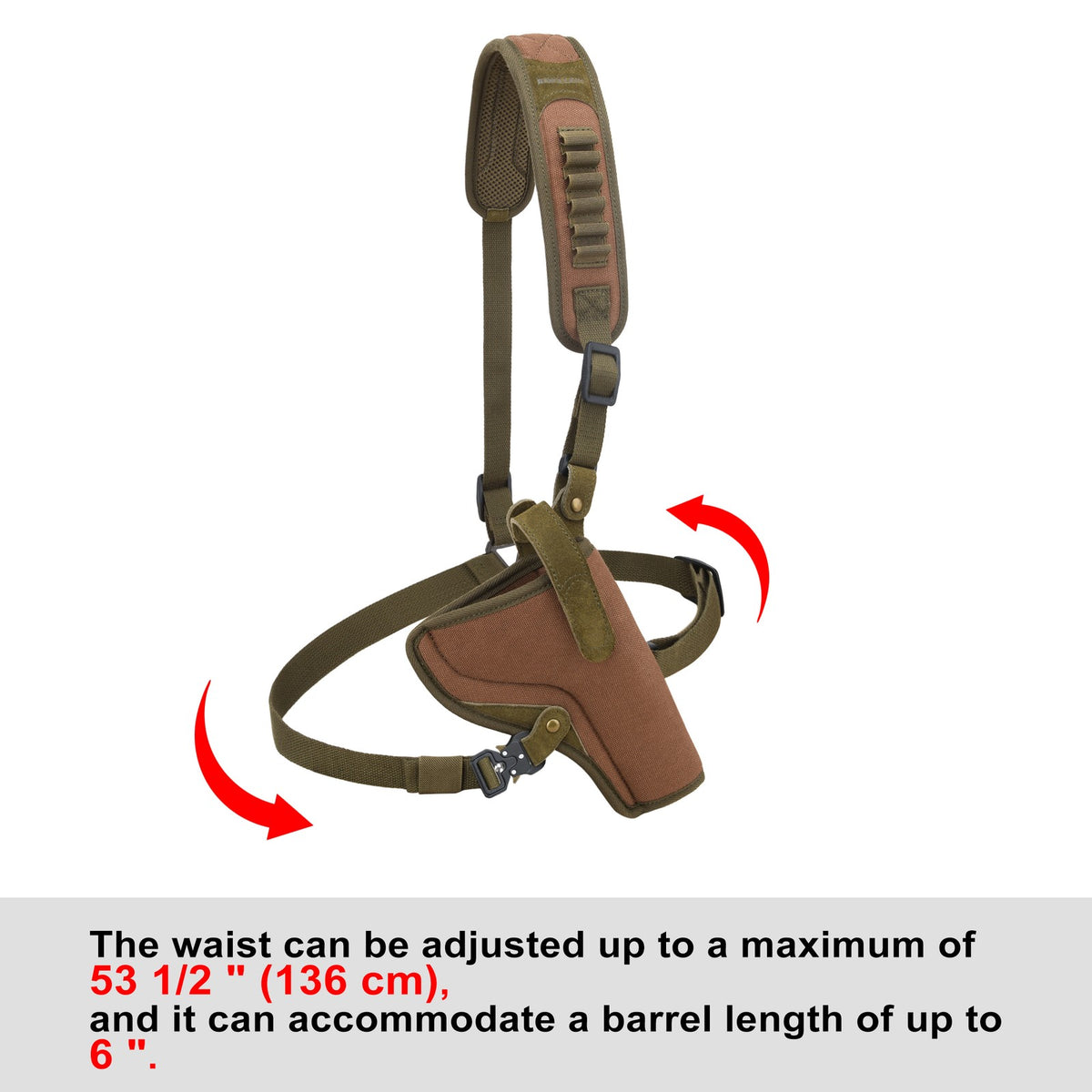 Canvas Gun Holster with 6 Shell Slots for Revolvers Up to 6" - Chest Carry