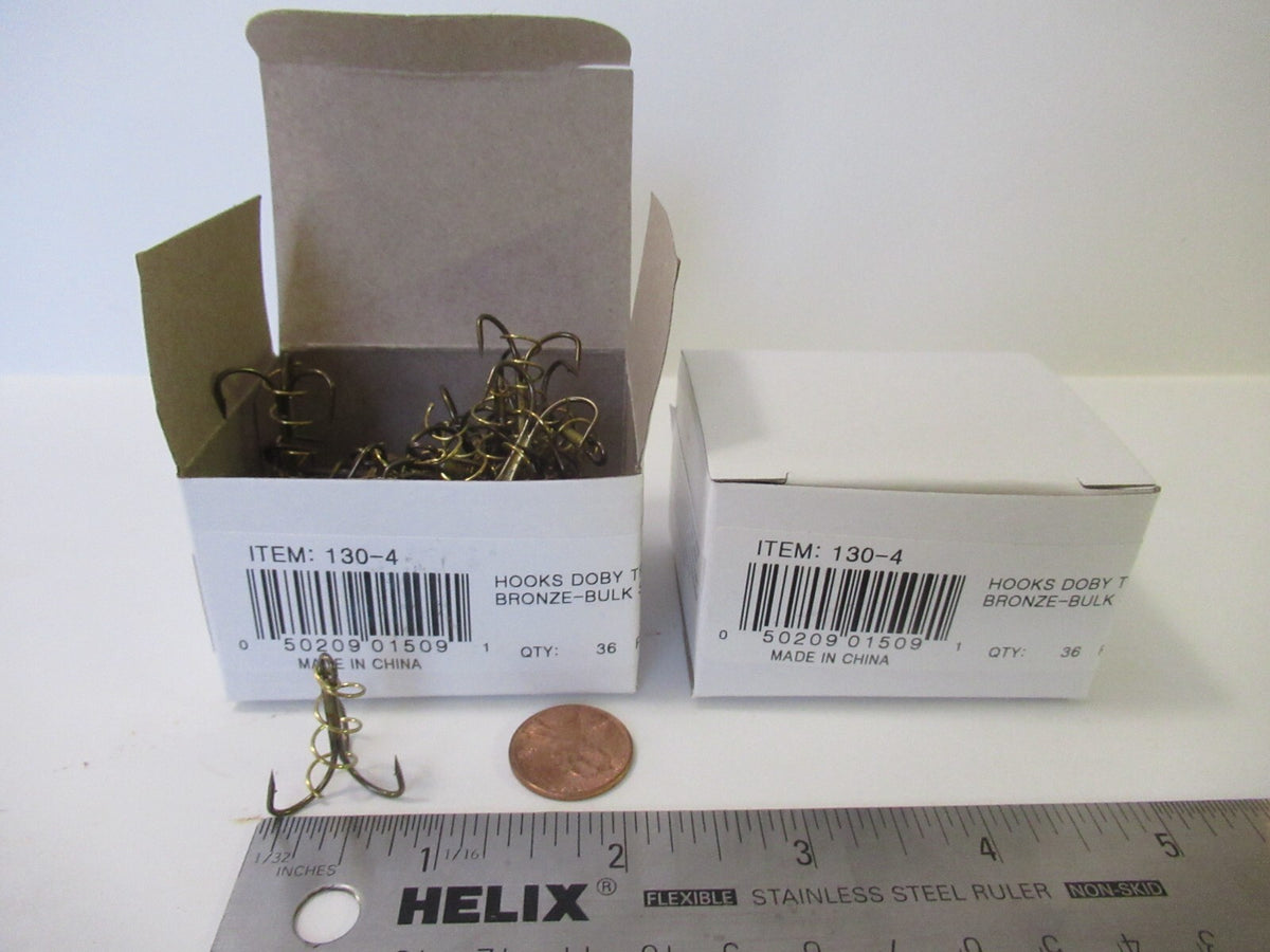 Treble Fishing Hooks - Bronze Spring Bait Hooks for Fish Tackle, Multiple Sizes & Quantities