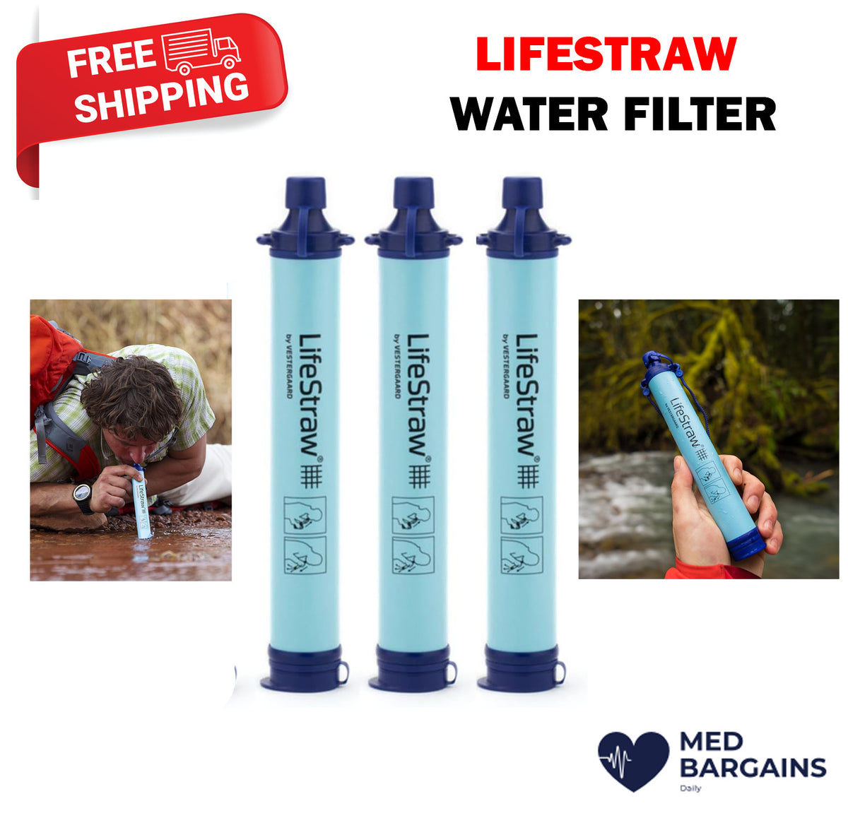 LifeStraw Personal Water Filter for Hiking Camping Travel Emergency - Removes Bacteria & Parasites