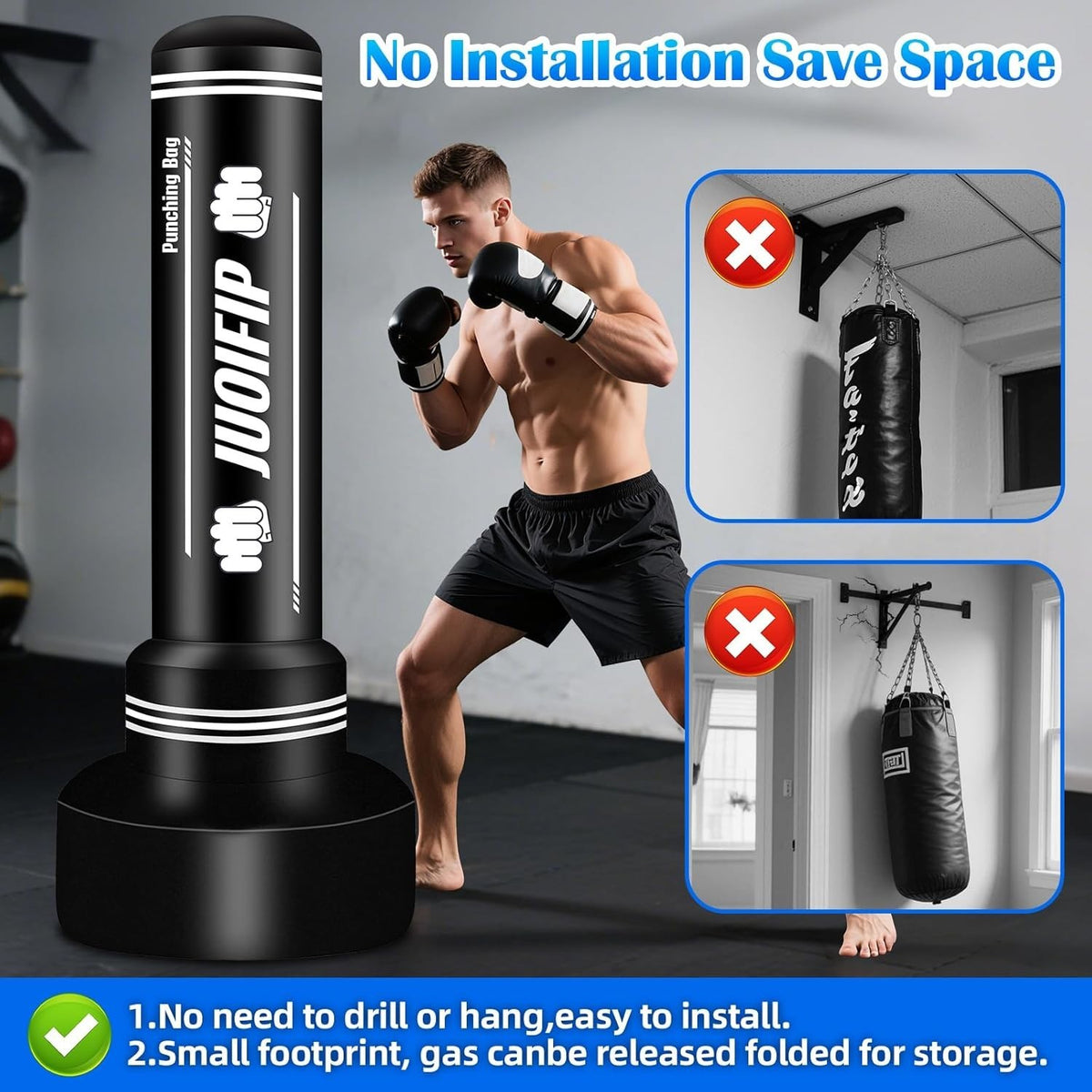 70-Inch Boxing Bag with Stand for Home Fitness & Stress Relief