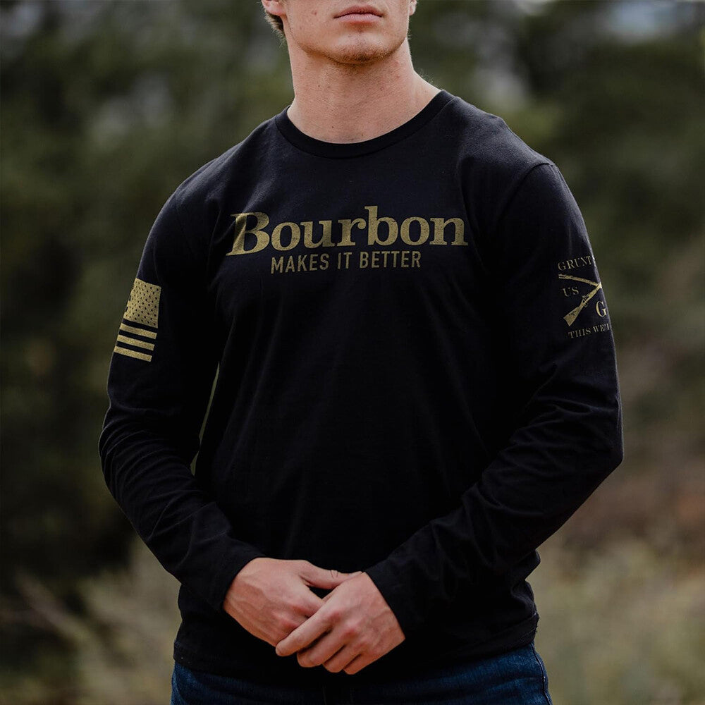 Long Sleeve T-Shirt for Men - Bourbon Makes It Better Graphic Tee
