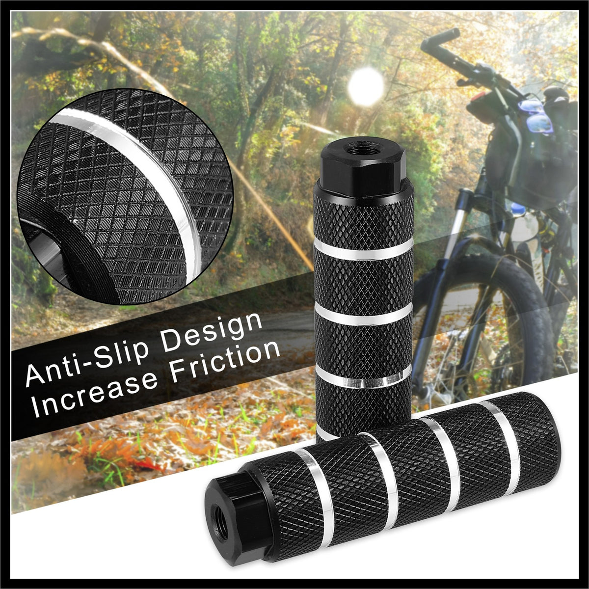 Aluminum Alloy Bicycle Rear Foot Pegs for BMX MTB 3/8 Inch Axles - Set of 4