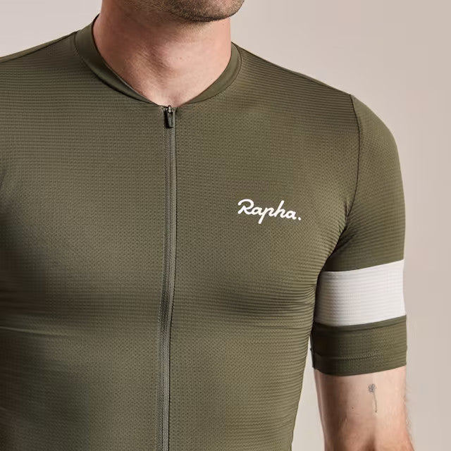 Men's Lightweight Cycling Jersey - Core Series, Breathable, Green/White, Large