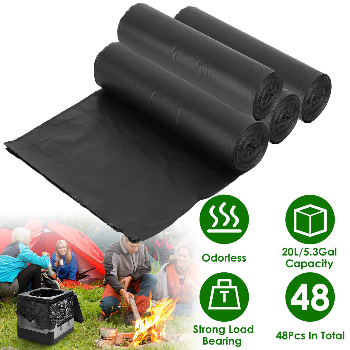 Portable Outdoor Toilet with Trash Bag Set for Camping and Travel