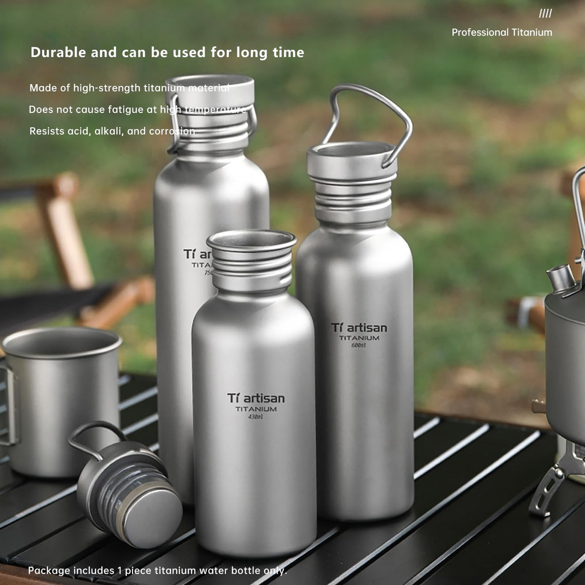 Ultralight Titanium Water Bottle 750ml Leakproof Camping Hydration