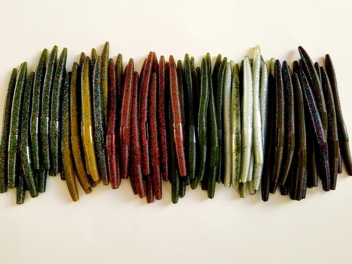 Soft Plastic Bass Worms 50 Pack - Senko Style Fishing Lures with 5 Colors