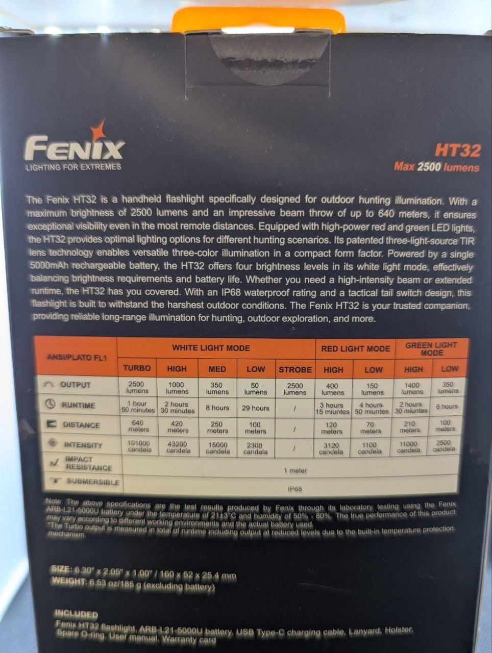 Fenix HT32 2500 Lumens LED Flashlight with Red & Green Output - Model ARB-L21-5000