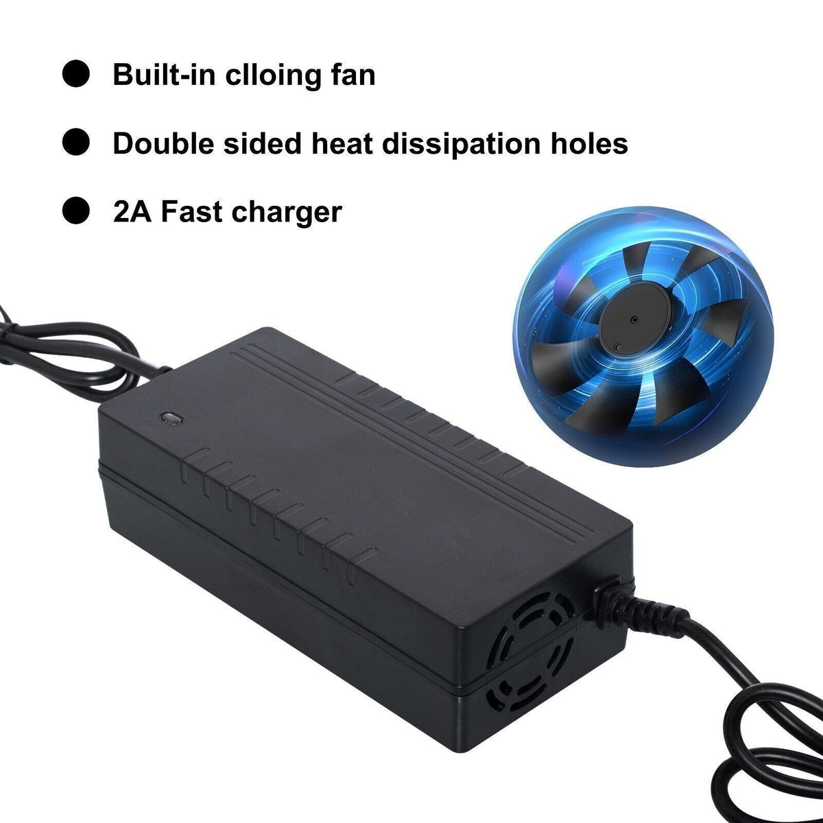 42V 2A Electric Bike Battery Charger UL Certified Fast Charging 5.5x2.1mm Plug