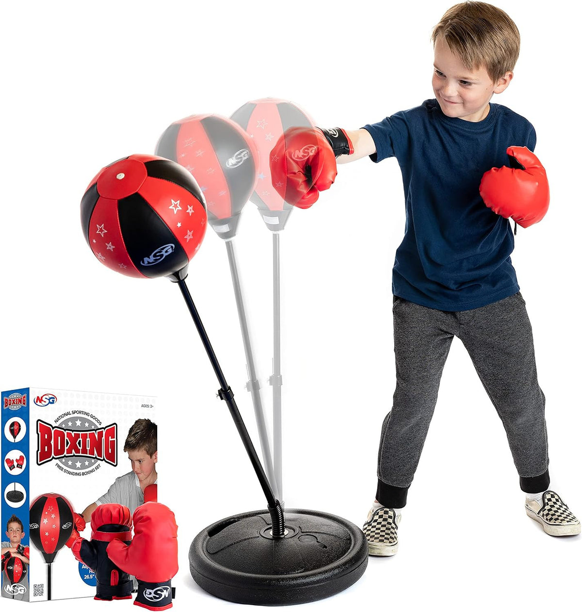 Kids Boxing Punching Bag & Gloves Set - Adjustable Freestanding Speed Bag